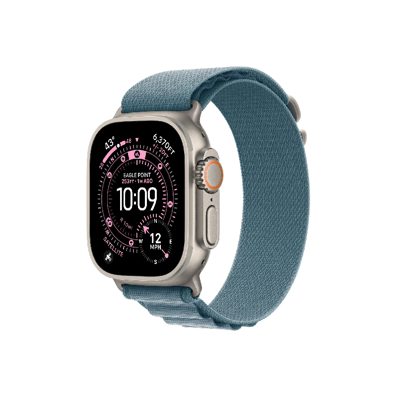 Часы Apple Watch Ultra 3 GPS 49 мм, корпус натуральный титан (Natural Titanium), ремешок Alpine, светло-синий (Light Blue), размер  M