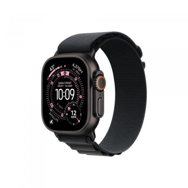 Часы Apple Watch Ultra 3 GPS 49 мм, корпус черный титан (Black Titanium), ремешок Alpine, черный (Black), размер S