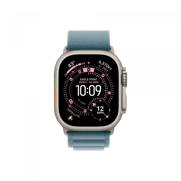 Часы Apple Watch Ultra 3 GPS 49 мм, корпус натуральный титан (Natural Titanium), ремешок Alpine, светло-синий (Light Blue), размер  S