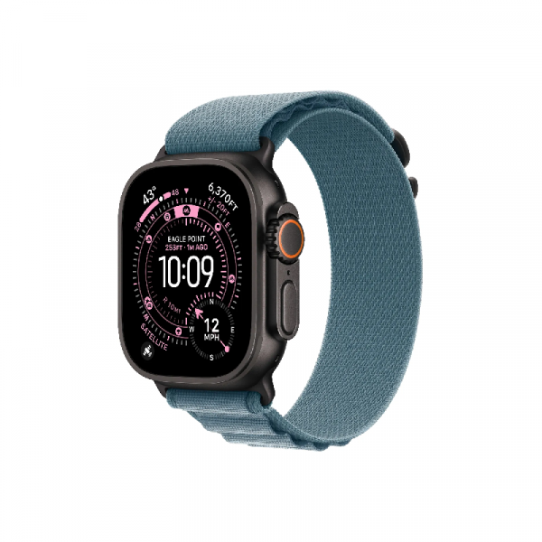 Часы Apple Watch Ultra 3 GPS 49 мм, корпус черный титан (Black Titanium), ремешок Alpine, светло-синий (Light Blue), размер L