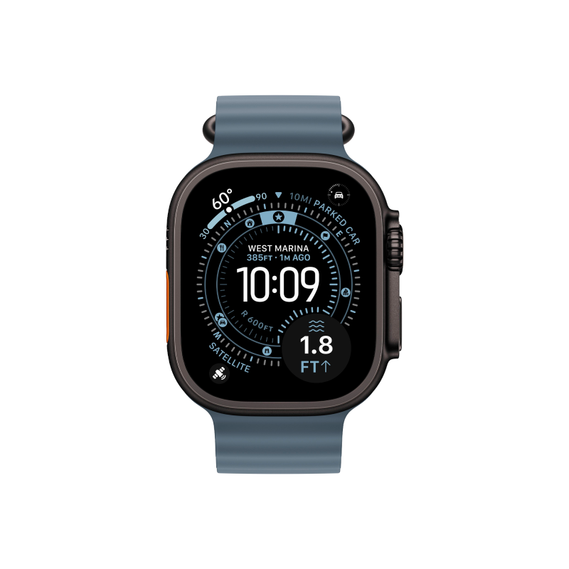 Часы Apple Watch Ultra 3 GPS 49 мм, корпус черный титан (Black Titanium), ремешок Ocean, Якорный синий (Anchor Blue)